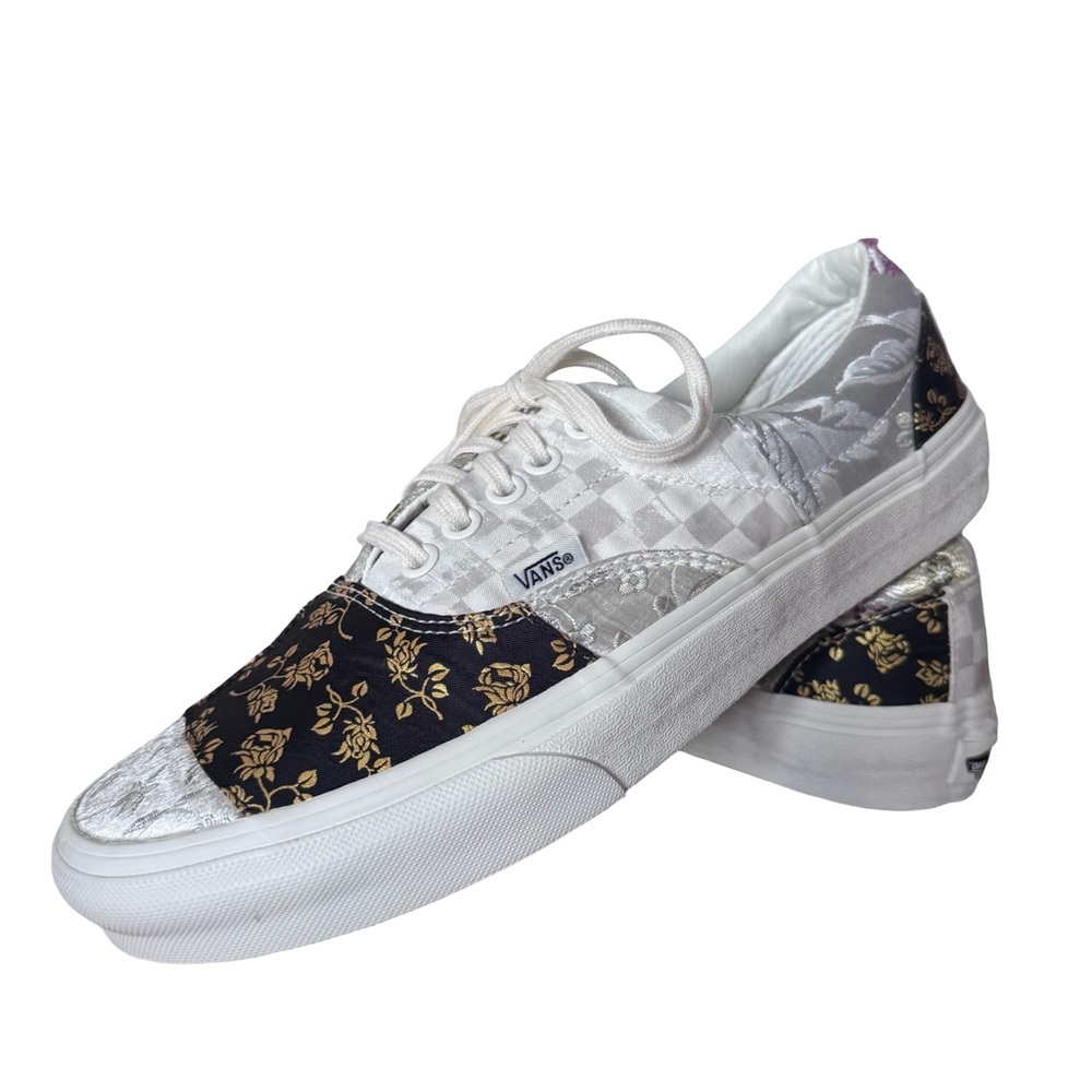 Vans Unisex Era Brocade Patchwork Slip On Sneakers White Gold Floral 8 | 9.5